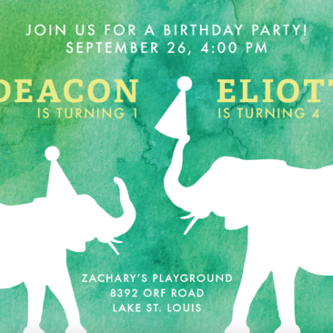 Elephant Birthday Invitation